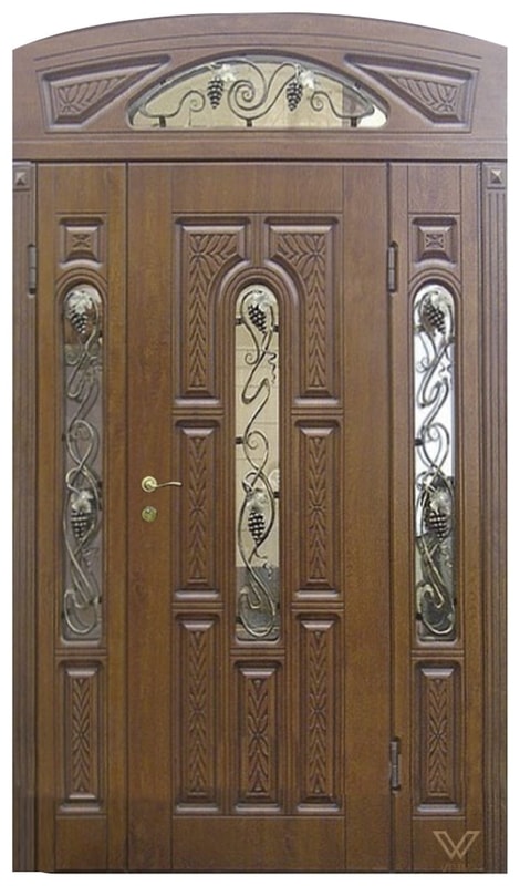 Двери входные, трехполые с фрамугой