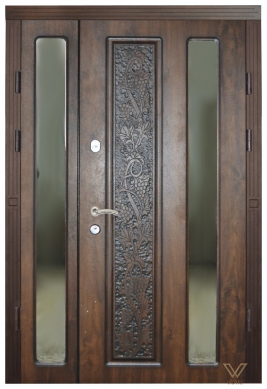 Двері вхідні двополі, зі склопакетом