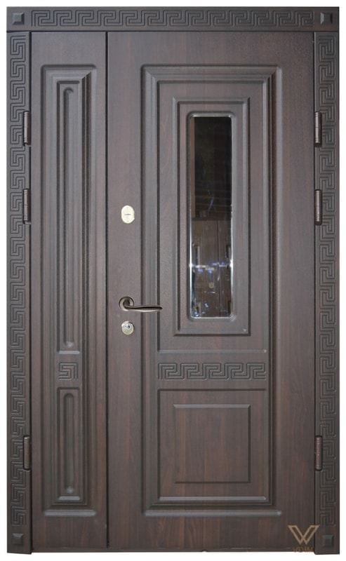 Двери входные двуполые, со стеклопакетом