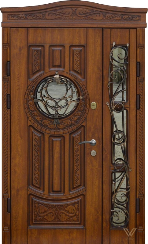 Двері вхідні, двополі з карнізом