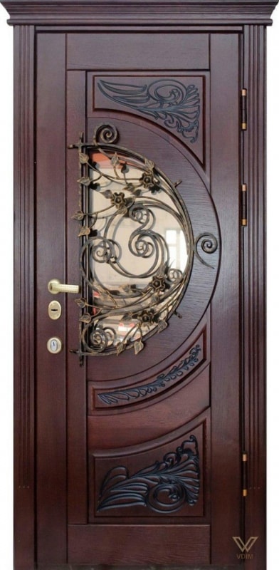 Двері вхідні, однополі з ковкою та склопакетом