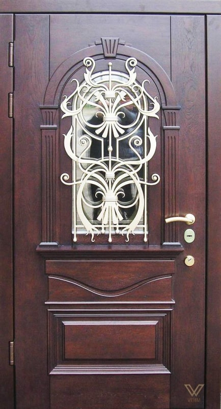 Двері вхідні, однополі з ковкою та склопакетом