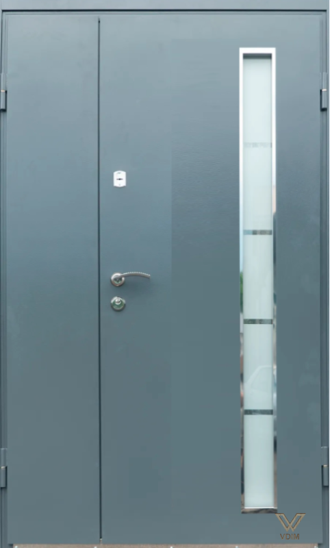 Метал-МДФ зі склопакетом (ТЕРМОРОЗРИВ на рамі), RAL 7024 / Антрацит, 1200x2050