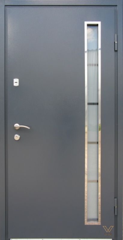 Метал-МДФ зі склопакетом (ТЕРМОРОЗРИВ на рамі), RAL 7024 / Антрацит, 860x2050