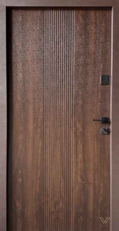 Ніка Браун вулиця  (метал-МДФ), Коричневий (рал Т147) / Дуб темний (Jade), 860x2050