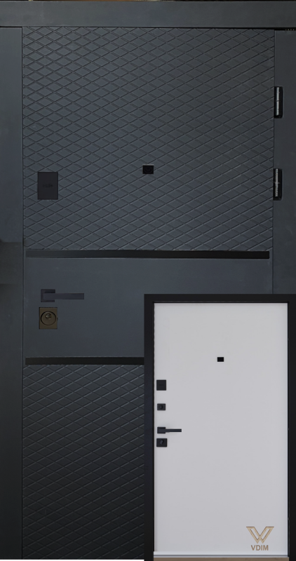 Грація чорно-біла  квартира, Чорна шагрень/ Білий супермат, 860x2040