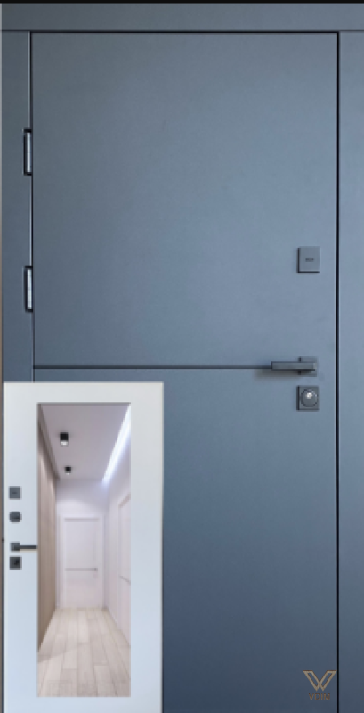 Кристал (з дзеркалом)  квартира, Антрацит + молдинг / білий супермат, 860x2050