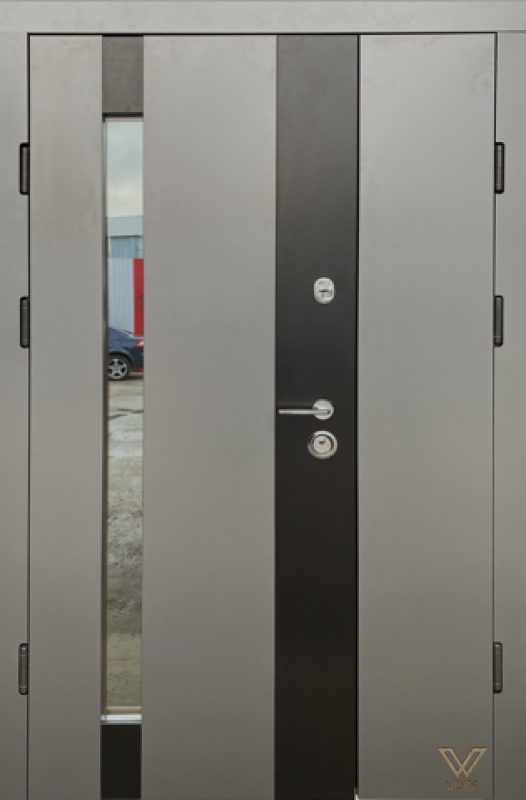 Марсель зі склопакетом, вулиця  рама 2 кольори, Антрацит+чорна вставка /Біле дерево, 1200x2050