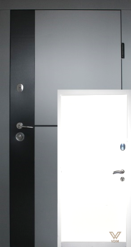 Марсель вулиця рама 2 кольори, Антрацит+чорна вставка /Біле дерево, 860x2050