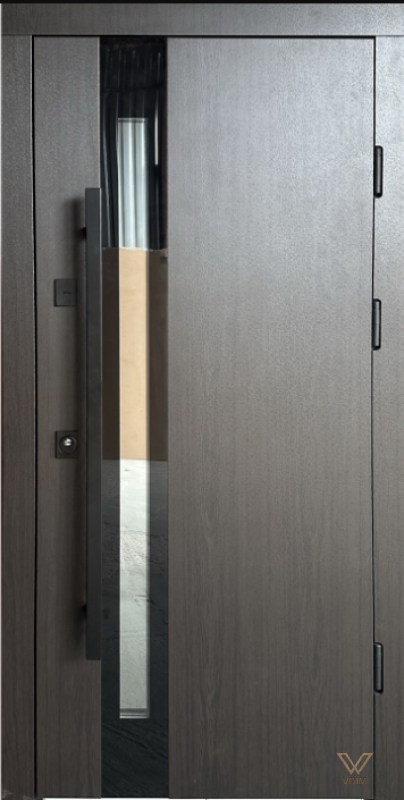 Модена зі склопакетом,  рама 2 кольори, Композит покритий плівкою венге /біле дерево, 860x2050