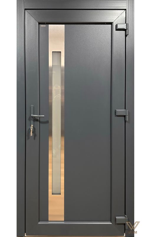 Двері вхідні металопластикові з HPL панелью (АНТРАЦИТ) 950*2050 ПРАВА